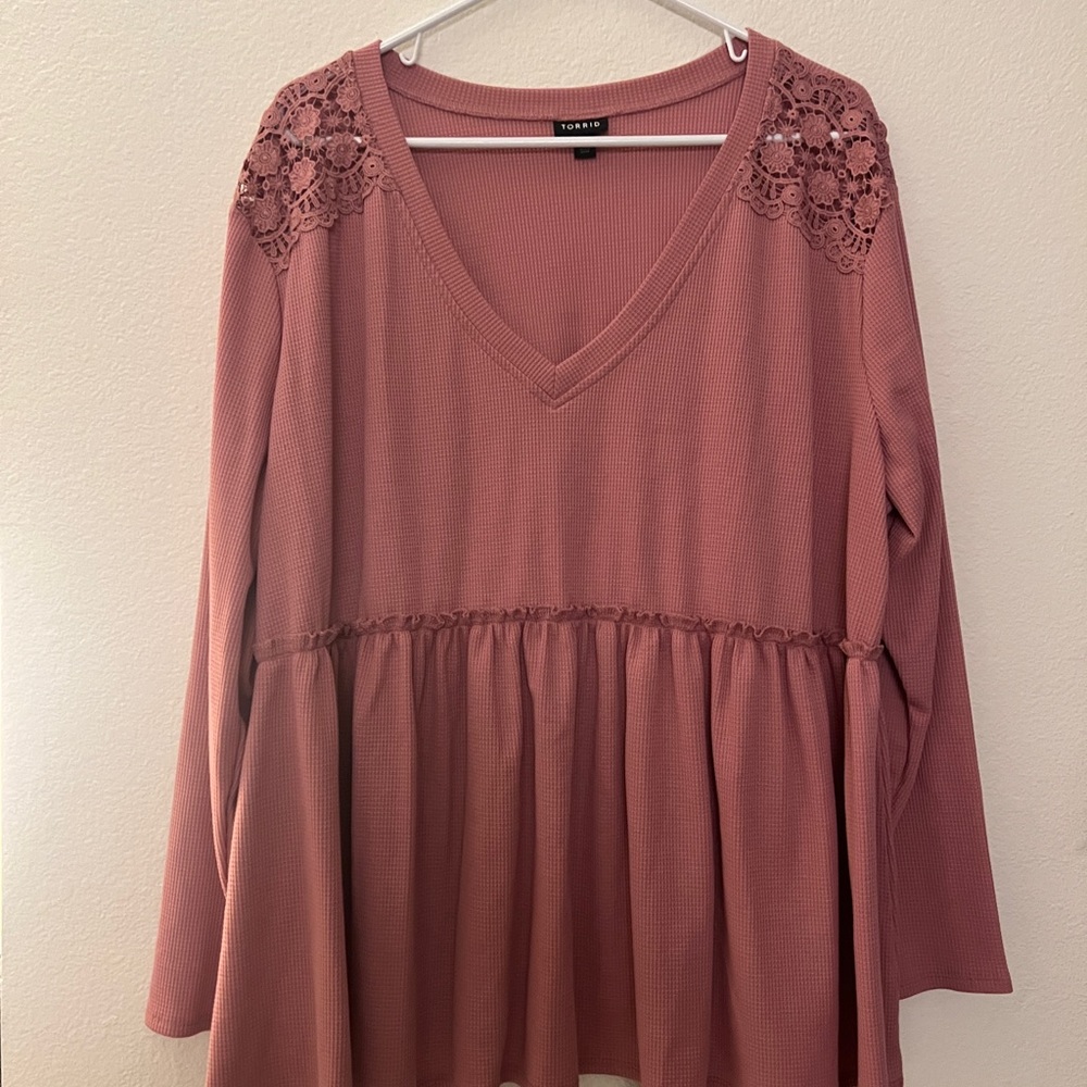 Torrid Mauve Lace Accent Blouse